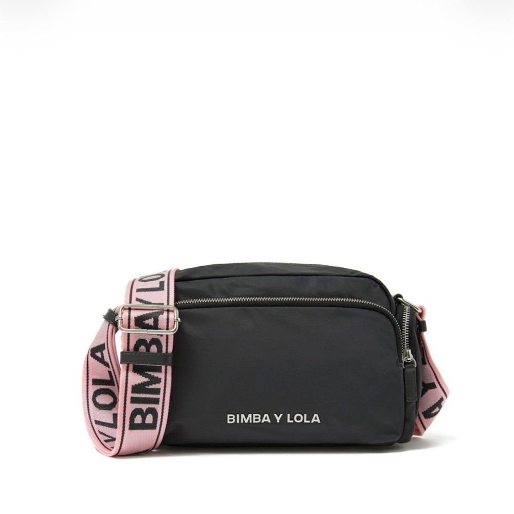Bimba Y Lola Black Crossbody Bag with Pink Strap